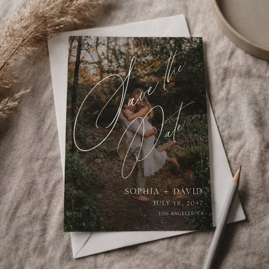 Eenvoudig Modern Minimalistisch Elegant Script Fot Save The Date