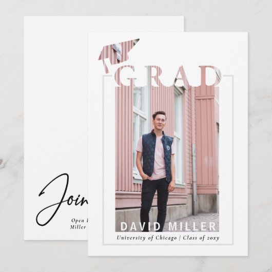 Eenvoudig modern, minimalistisch fotoAfstuderen Kaart (Voorkant / Achterkant)