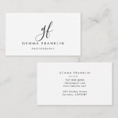 Eenvoudig modern minimalistisch fotografiescript visitekaartje (Voorkant / Achterkant)