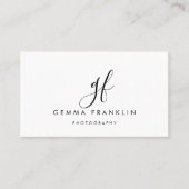 Eenvoudig modern minimalistisch fotografiescript visitekaartje (Voorkant)