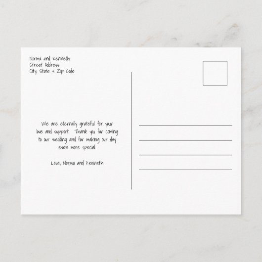 Eenvoudig modern minimalistisch fotohuwelijk bedan briefkaart (Achterkant)