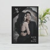 Eenvoudig, modern, minimalistisch fotopakket save the date (Staand voorkant)
