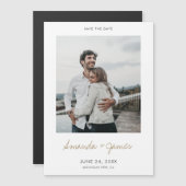 Eenvoudig modern, minimalistisch goud bespaart de  magnetische uitnodiging (Voorkant / Achterkant)