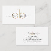 Eenvoudig Modern Minimalistisch Goud Zwart Monogra Visitekaartje (Voorkant / Achterkant)