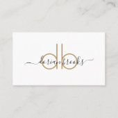 Eenvoudig Modern Minimalistisch Goud Zwart Monogra Visitekaartje (Voorkant)