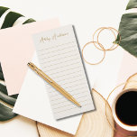 Eenvoudig modern minimalistisch gouden script | Ge Magnetisch Notitieblok<br><div class="desc">Eenvoudige,  moderne,  minimalistische en zeer elegante gouden script typografie op off witte achtergrond magnetisch notitieblok Chic,  op maat gemaakt en gepersonaliseerd met jouw naam of aangepaste tekst,  gevoerd.</div>