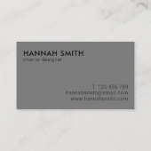 Eenvoudig modern minimalistisch grijs Visitekaartj Visitekaartje (Achterkant)
