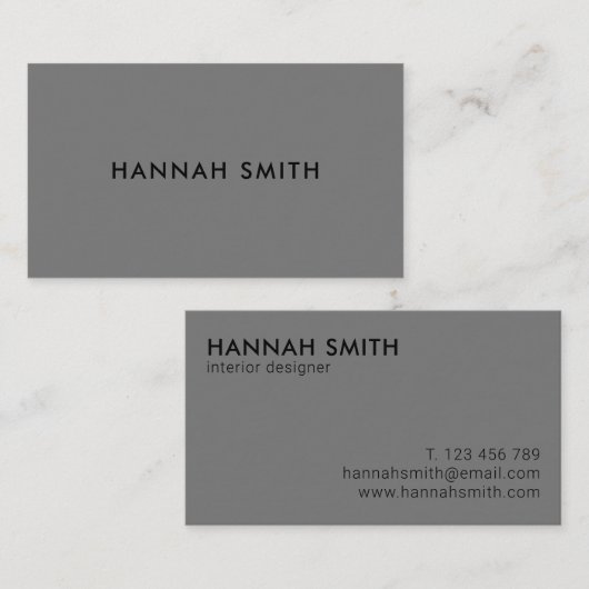 Eenvoudig modern minimalistisch grijs Visitekaartj Visitekaartje (Voorkant / Achterkant)