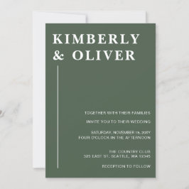 Eenvoudig modern minimalistisch groen huwelijk kaart
