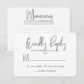 Eenvoudig modern minimalistisch herinneringsantwoo RSVP kaartje (Voorkant / Achterkant)