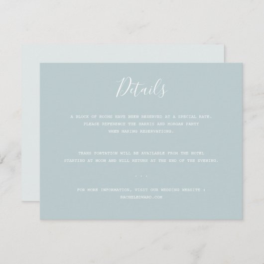 Eenvoudig modern minimalistisch huwelijk informatiekaartje (Voorkant / Achterkant)