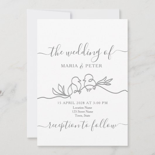 Eenvoudig modern minimalistisch huwelijk kaart (Voorkant)