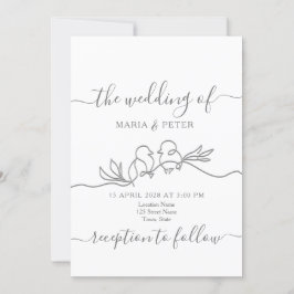 Eenvoudig modern minimalistisch huwelijk kaart