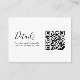 Eenvoudig modern minimalistisch huwelijk QR-code i Informatiekaartje