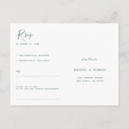 Eenvoudig modern minimalistisch huwelijk RSVP Briefkaart