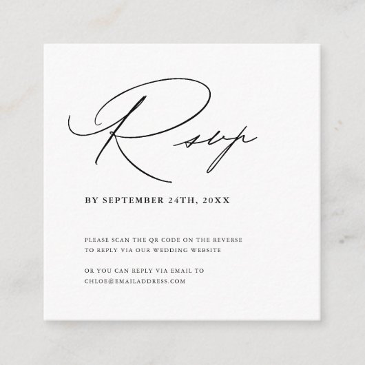 Eenvoudig modern minimalistisch huwelijk RSVP met  Informatiekaartje (Voorkant)