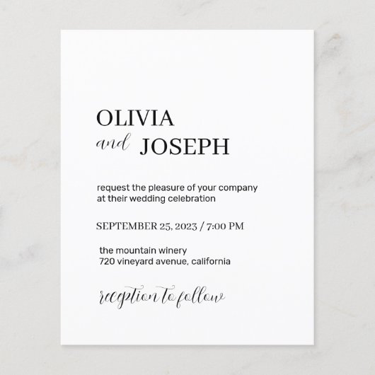 Eenvoudig Modern & Minimalistisch | Huwelijksuitno Flyer (Voorkant)