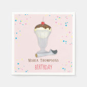 Eenvoudig modern, minimalistisch ijscrème, orthday servet (Voorkant)