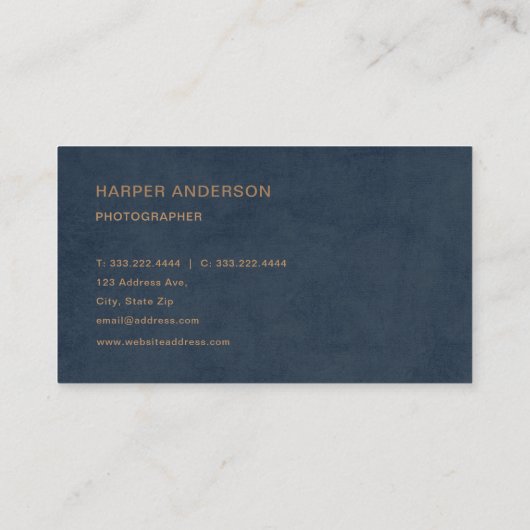 Eenvoudig modern, minimalistisch marineblauw Visit Visitekaartje (Achterkant)