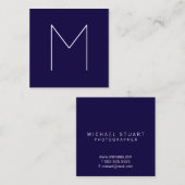 Eenvoudig modern minimalistisch marinemonogram vierkante visitekaartje (Voorkant / Achterkant)