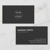 Eenvoudig modern, minimalistisch matte zwart Visit Visitekaartje (Voorkant / Achterkant)