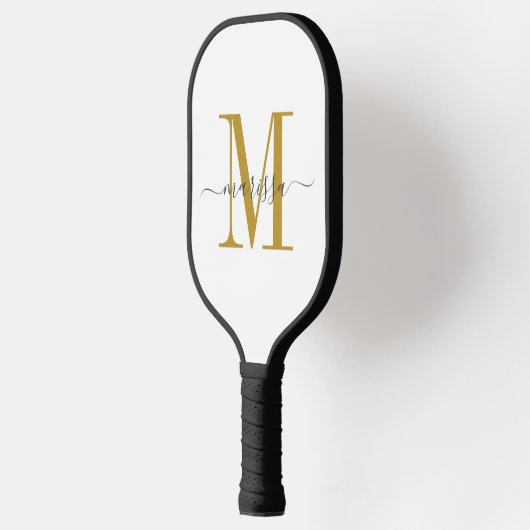 Eenvoudig Modern Minimalistisch Monogram Goud Init Pickleball Paddle (Links)