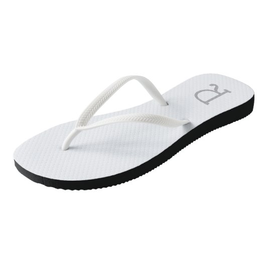Eenvoudig modern minimalistisch monogram grijs wit teenslippers (Schuin)