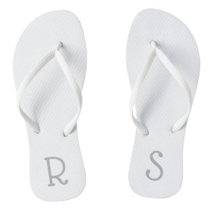 Eenvoudig modern minimalistisch monogram grijs wit teenslippers