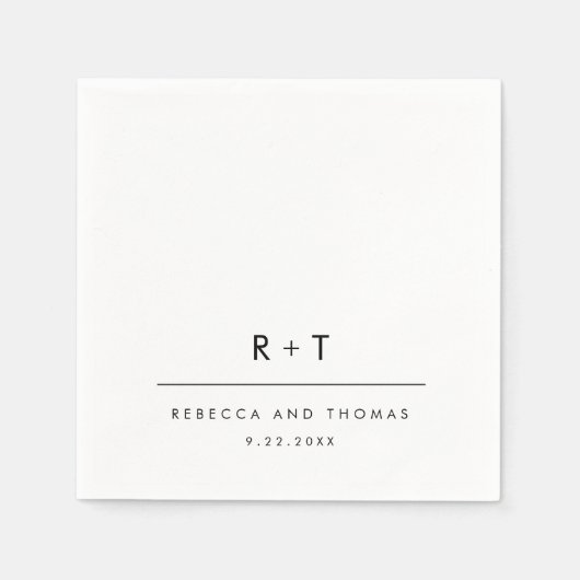 Eenvoudig modern minimalistisch monogram huwelijk servet (Voorkant)