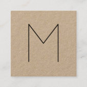 Eenvoudig modern, minimalistisch Monogram Kraft Pa Vierkante Visitekaartje (Voorkant)