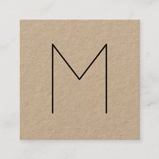 Eenvoudig modern, minimalistisch Monogram Kraft Pa Vierkante Visitekaartje (Voorkant)