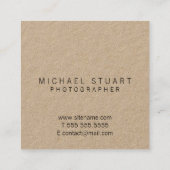 Eenvoudig modern, minimalistisch Monogram Kraft Pa Vierkante Visitekaartje (Achterkant)