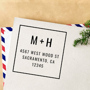 Eenvoudig modern minimalistisch monogram retouradr  zelfinktende stempel