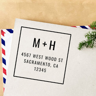 Eenvoudig modern minimalistisch monogram retouradr zelfinktende stempel
