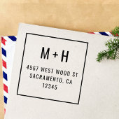 Eenvoudig modern minimalistisch monogram retouradr  zelfinktende stempel