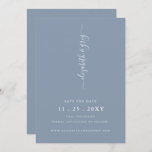 Eenvoudig modern, minimalistisch mosterdblauw besp aankondiging (Voorkant / Achterkant)