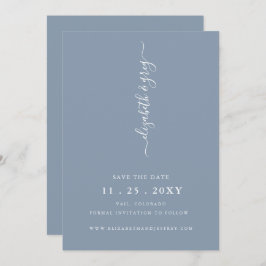 Eenvoudig modern, minimalistisch mosterdblauw besp aankondiging