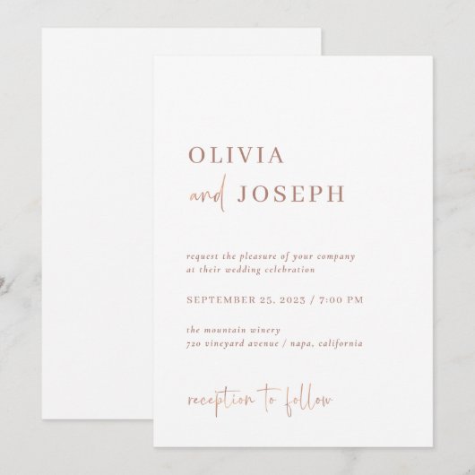 Eenvoudig Modern Minimalistisch | Nep Rose Goud Br Kaart (Voorkant / Achterkant)