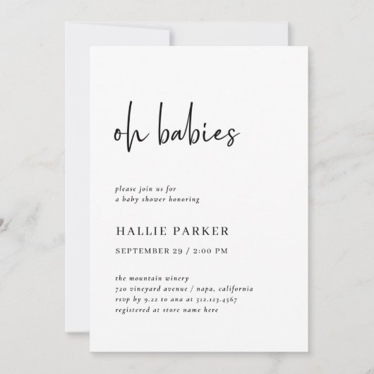 Eenvoudig modern minimalistisch | Oh Babies Baby s Kaart (Voorkant)