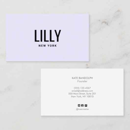 Eenvoudig, modern, minimalistisch, Paars verlicht  Visitekaartje (Voorkant / Achterkant)