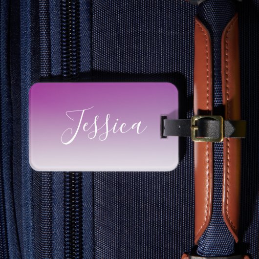Eenvoudig modern minimalistisch Paarse ombre gradi Bagagelabel (Voorkant Insitu 4)