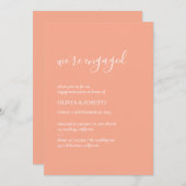 Eenvoudig modern minimalistisch | Peach Engagement Kaart (Voorkant / Achterkant)