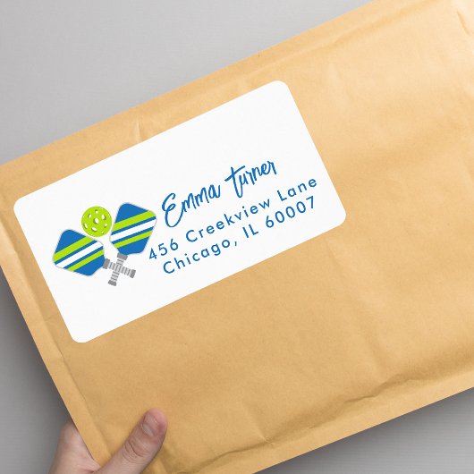 Eenvoudig modern minimalistisch pickleball-adres etiket