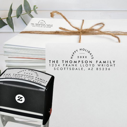 Eenvoudig modern minimalistisch retour adres kerst  zelfinktende stempel