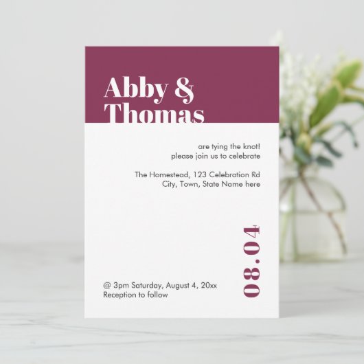 Eenvoudig, modern, minimalistisch, rood-Bourgogne  Kaart (Staand voorkant)