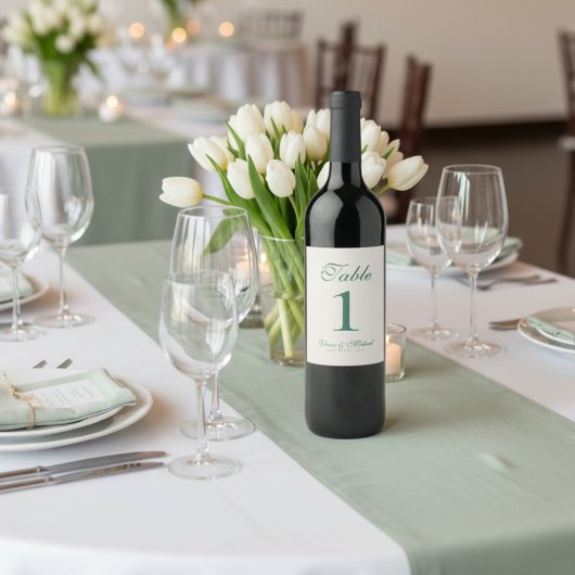 Eenvoudig modern minimalistisch Sage Green Wedding Wijn Etiket