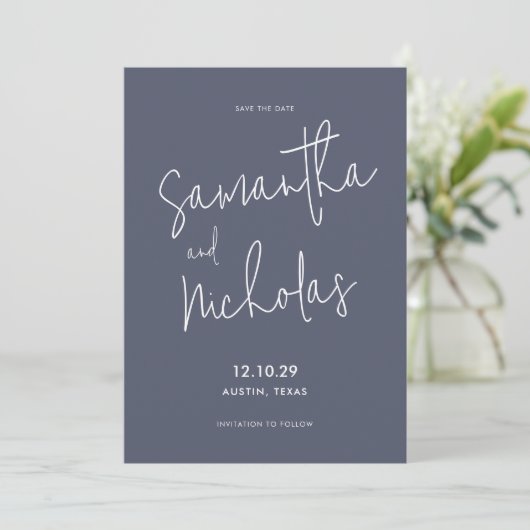 Eenvoudig modern minimalistisch save the date (Staand voorkant)