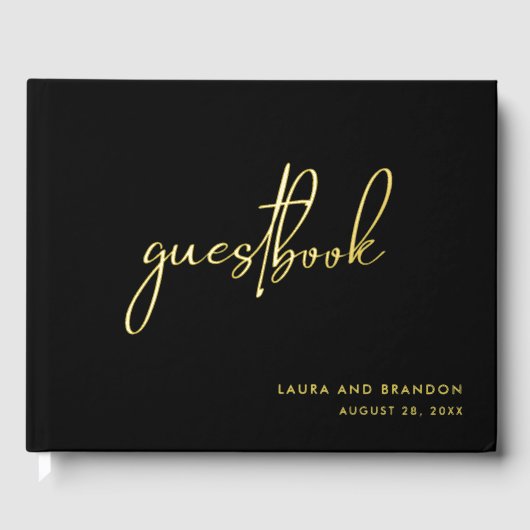 Eenvoudig Modern Minimalistisch Script Bruiloft me Gastenboek (Voorkant)