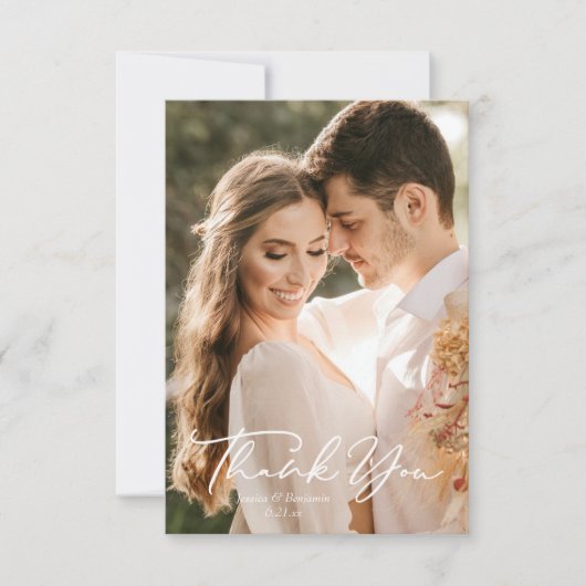 Eenvoudig modern, minimalistisch script met fotobr bedankkaart (Voorkant)