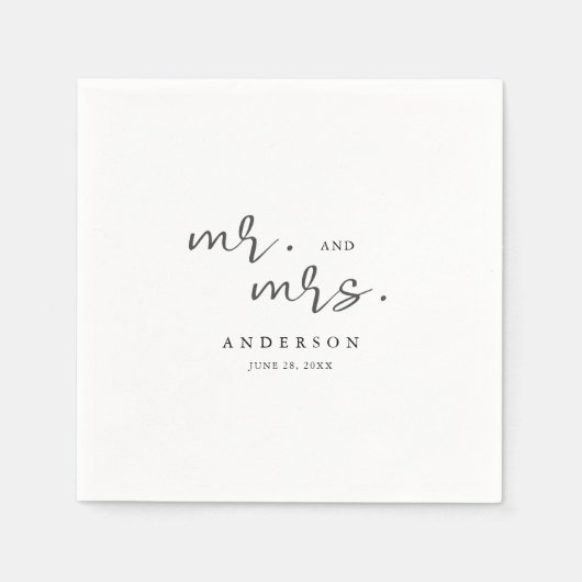 Eenvoudig modern, minimalistisch script Mr. en Mrs Servet (Voorkant)